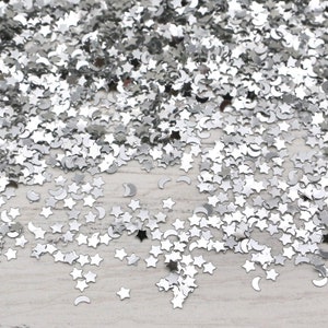 5g Silver Moon and Star Chunky Glitter Mix, Resin Craft, Confetti, Resin Arts, Craft Supplies, Scrapbooking, Slime,
