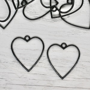 Heart Bezel - Set of 2 Open Back Blank Metal Bezels, Bezel Blanks, Jewellery Making, Resin Art, Resin Pour, Craft Supplies