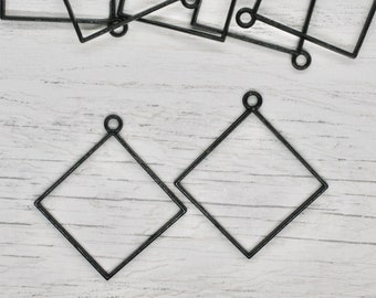 Diamond Bezel - Set of 2 Open Back Blank Metal Bezels, Rhombus Bezel, Bezels,Jewellery Making, Resin Art, Resin Pour, Craft Supplies