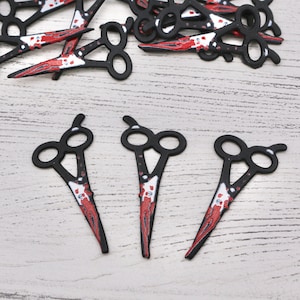 2 x Blooded Scissor Charms, Plastic Blooded Scissors, Jewellery Making, Craft Supplies, Acrylic Charms, Jewellery Findings