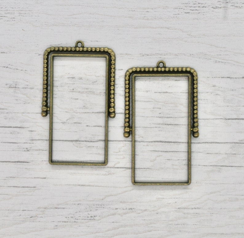 Rectangle Shape Rotating Bezels, Set of 2 Open Back Blank Metal ...