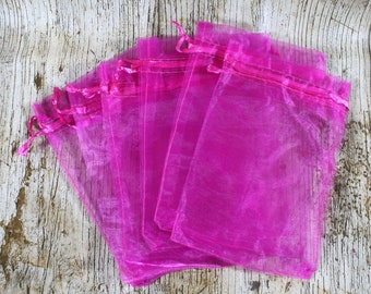 10cm x 15cm Hot Pink Organza Gift bags, Jewellery Bags, Packaging, Gift Bags, Organza, Pull String Bags, Bags