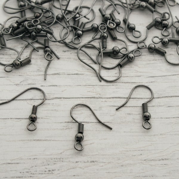 50pcs Gunmetal Earring Findings, Gunmetal Earring Hooks, Fittings, Fabrication de bijoux, Fournitures d’artisanat, Bijoux Trouvés, Fabrication de boucles d’oreilles