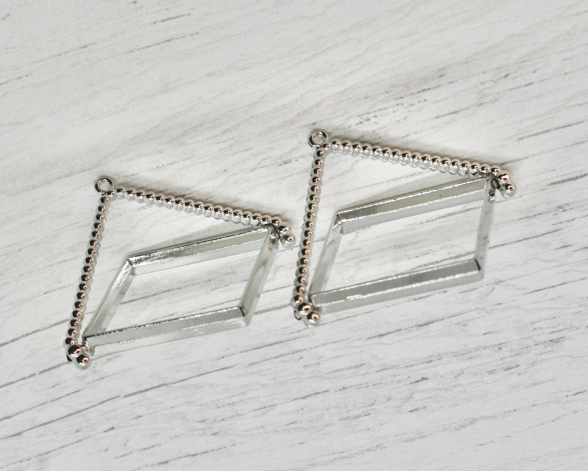 Rhombus Shape Rotating Bezels, Set of 2 Open Back Blank Metal Rotating ...