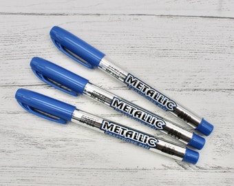 Blue Metallic Pen, Metallic Blue felt tip Pen, Stationery, Drawing, Writing, Felt Pen, Planner Ideas, Planners, Diary Writing