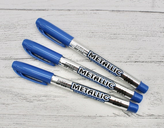 Stylo bleu métallisé, stylo à pointe de feutre bleu métallique