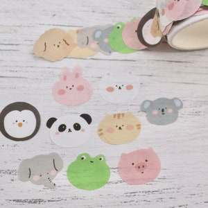 Fita Washi de elefante, coala, panda e pinguim, 200 peças de Washi de rosto de animal, álbum de recortes, adesivos de diário, adesivos de papel, fita Washi, fabricação de cartões