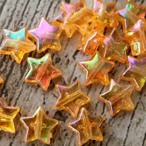 20 x Orange Acrylic Colourful Star Beads With Hole, Craft Supplies, Star Beads, Orange Beads, Art Supplies, Jewellery Making