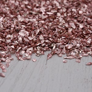 50g Rose Gold Crushed Glass Gravel for Embellishment, Resin Craft, Resin Arts, Crafting, Craft Supplies, Rose Gold Crushed Glass, Rose Gold