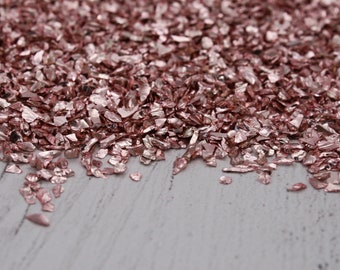 50g Rose Gold Crushed Glass Gravel for Embellishment, Resin Craft, Resin Arts, Crafting, Craft Supplies, Rose Gold Crushed Glass, Rose Gold