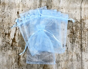 10cm x 15cm Pale Blue Organza Gift bags, Baby Blue Jewellery Bags, Packaging, Gift Bags, Organza, Pull String Bags, Bags