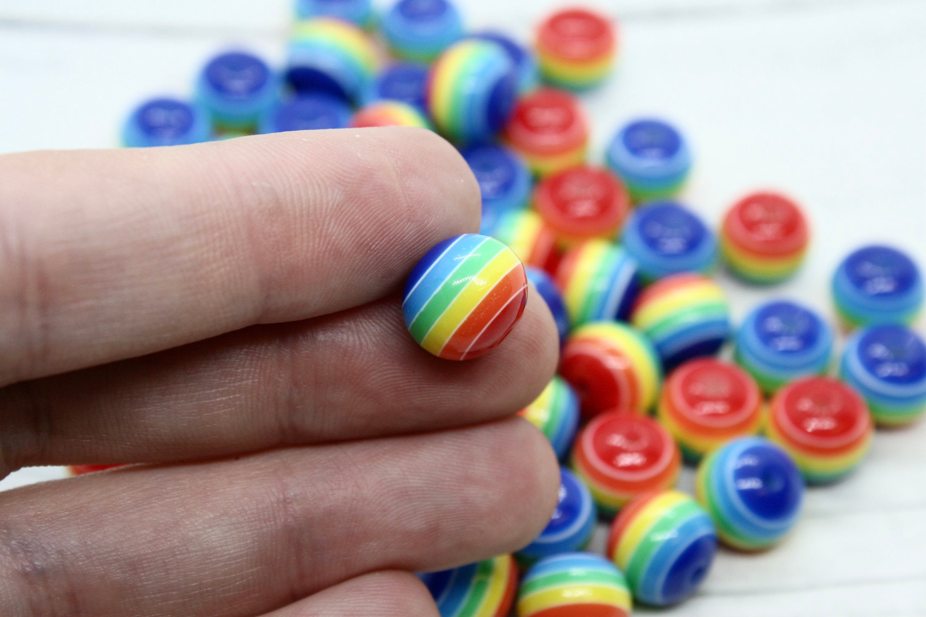 10 X Colourful Rainbow Beads, 10mm and 12mm, Charms, Craft Supplies ...