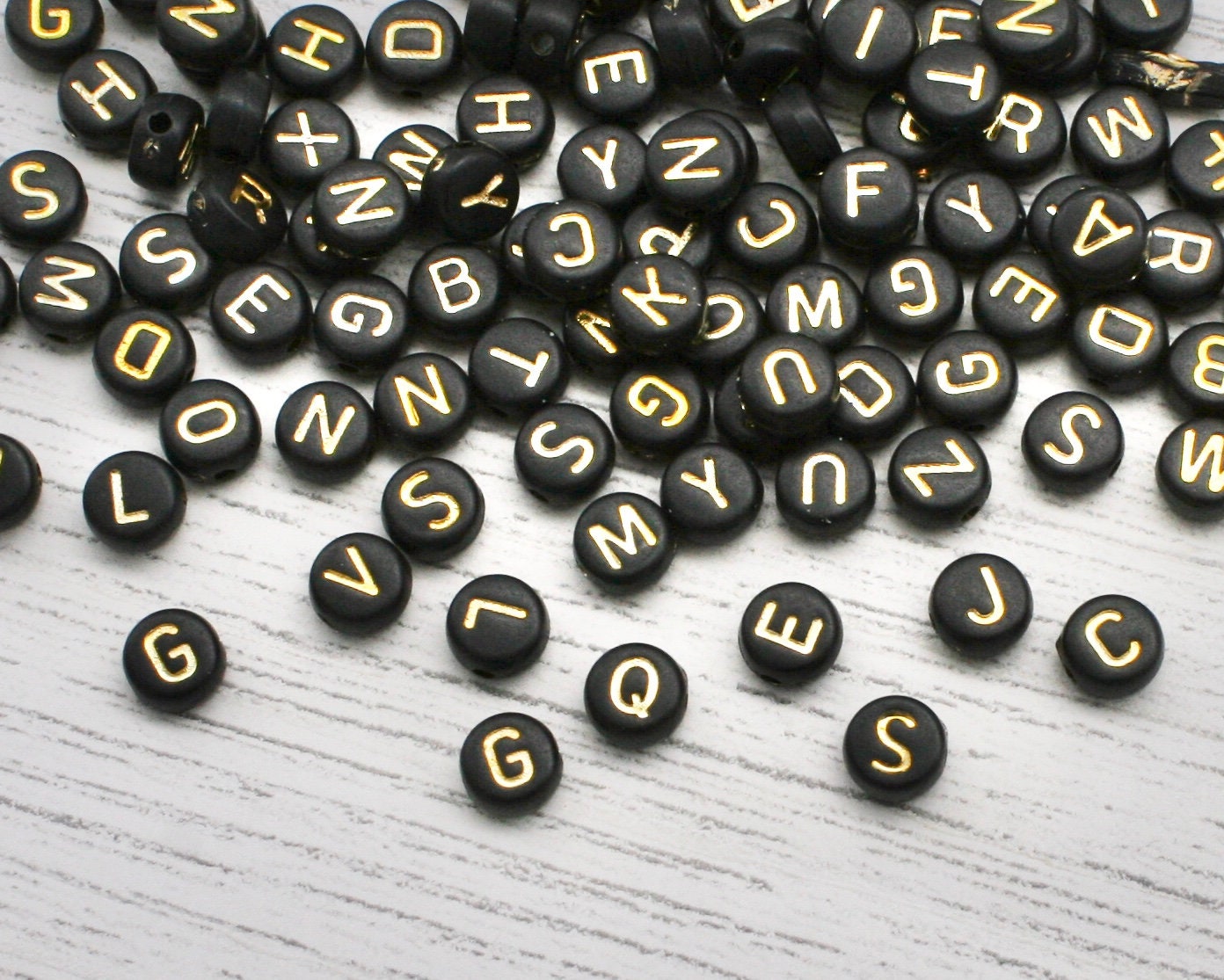 100/200/300/500pc Mixed Gold Letter Acrylic Beads Round Flat Alphabet Beads  For Jewelry Making Handmade Diy Bracelet Necklace - Beads - AliExpress