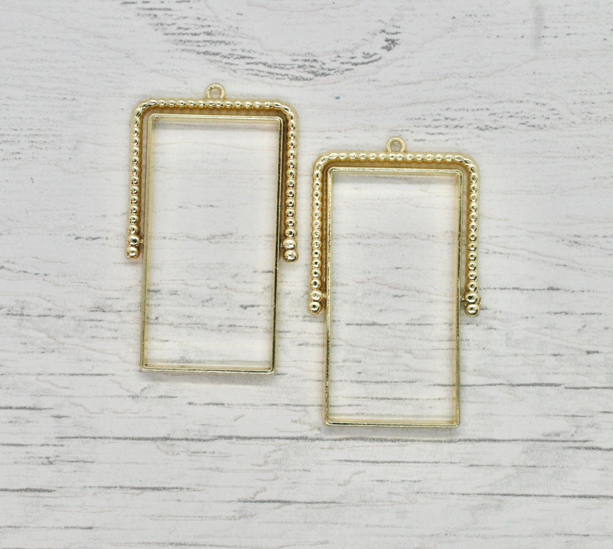 Rectangle Shape Rotating Bezels, Set of 2 Open Back Blank Metal ...