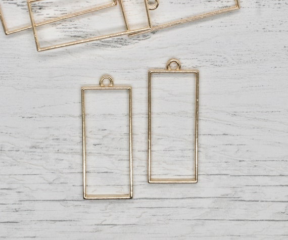Rectangle Bezels for Resin, Open Bezel Rectangle Charm, Large Resin Frame Jewelry  Making Components, Bronze, Silver, Blank Jewelry Pendant 