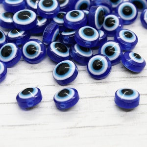 25 x Evil Eye Beads With Hole, 8mm and 10mm, Craft Supplies, Evil Eye Beads, Craft, Blue Beads, Eye Beads, Art Supplies, Jewellery Making