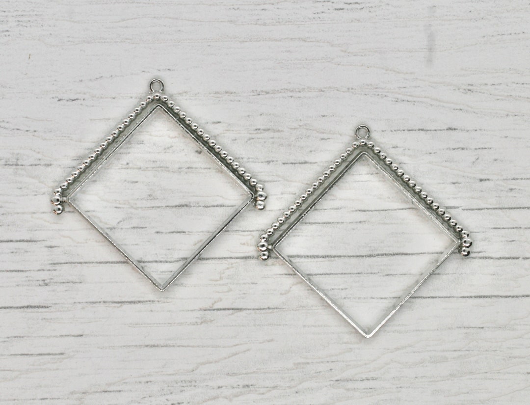 Rhombus Shape Rotating Bezels, Set of 2 Open Back Blank Metal Rotating ...
