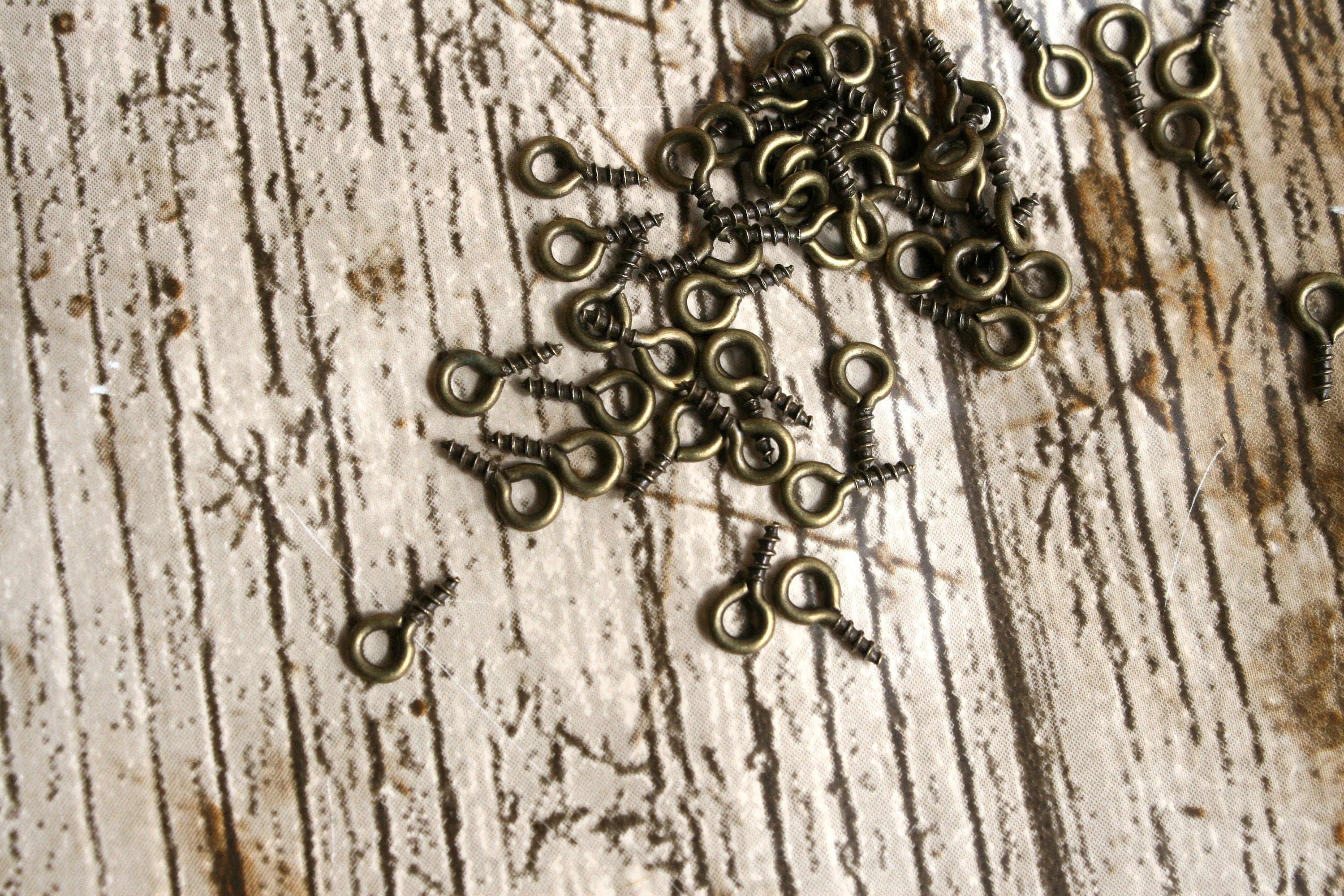 50 x 8mm Bronze Tone Screw Eye Pins, Jewellery Making, Craft Supplies,…