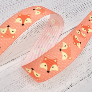 Ruban de renard de 1,5 mètre de 2,2 cm de large, ruban de tête de renard orange, ruban de visage de renard, ruban d’artisanat, ruban de conception audacieuse, fournitures d’artisanat