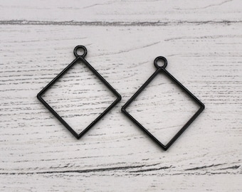 Small Diamond Bezel - Set of 2 Open Back Blank Metal Bezels, Rhombus Bezel, Bezels,Jewellery Making, Resin Art, Resin Pour, Craft Supplies