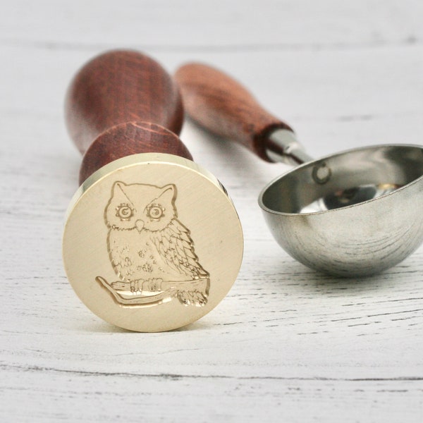 Owl Metal Wax Stamp And Spoon, Owl Wax Seal, Wax Stamp for Seal, Wax Stamp, Craft Supplies, Seal for envelopes