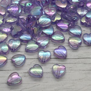 25 x 8mm Acrylic Heart Beads With Hole, Craft Supplies, Heart Beads, Lilac Beads, Love heart Bead, Art Supplies, Jewellery Making