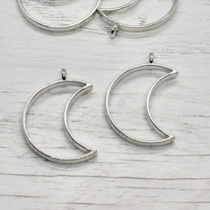 Moon Bezel - Set of 2 Open Back Blank Metal Bezels, Moon Bezel, Bezels,Jewellery Making, Resin Art, Resin Pour, Craft Supplies