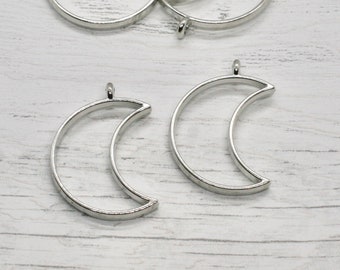 Mond-Lünette - 2er-Set offene hintere Metall-Lünetten, Mond-Lünetten, Schmuckherstellung, Resin-Kunst, Resin Pour, Bastelzubehör