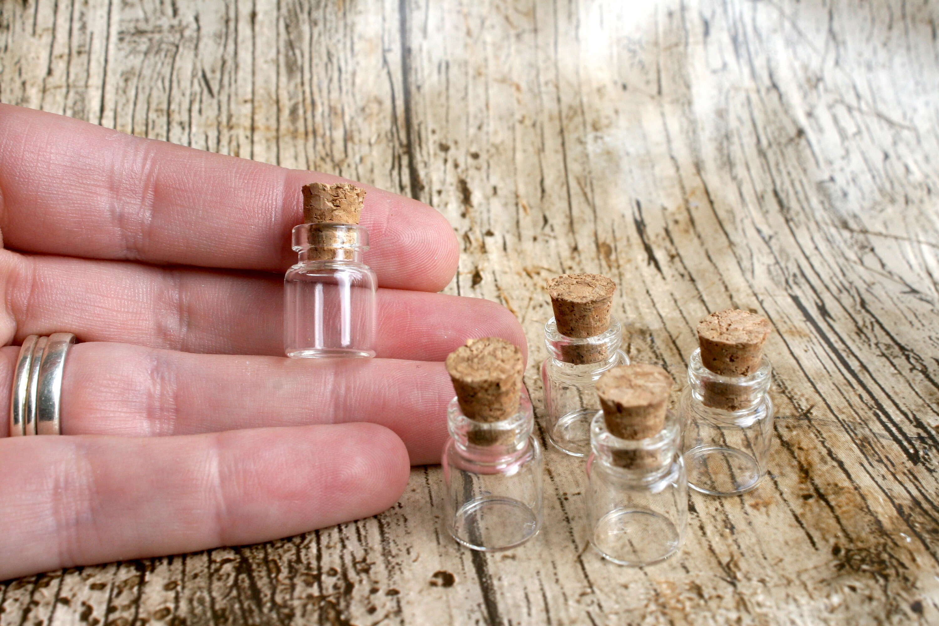 5 Tiny Glass Vial Necklace Pendant Charm Making Jewellery Etsy