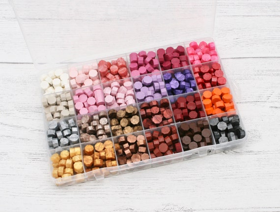 Red and Pink Mixed Wax Bead Box Set, 24 Colours, Block and Pearlescent Wax,  Wax Seal, Wax, Business Packaging, Wax Stamp, Craft Supplies 