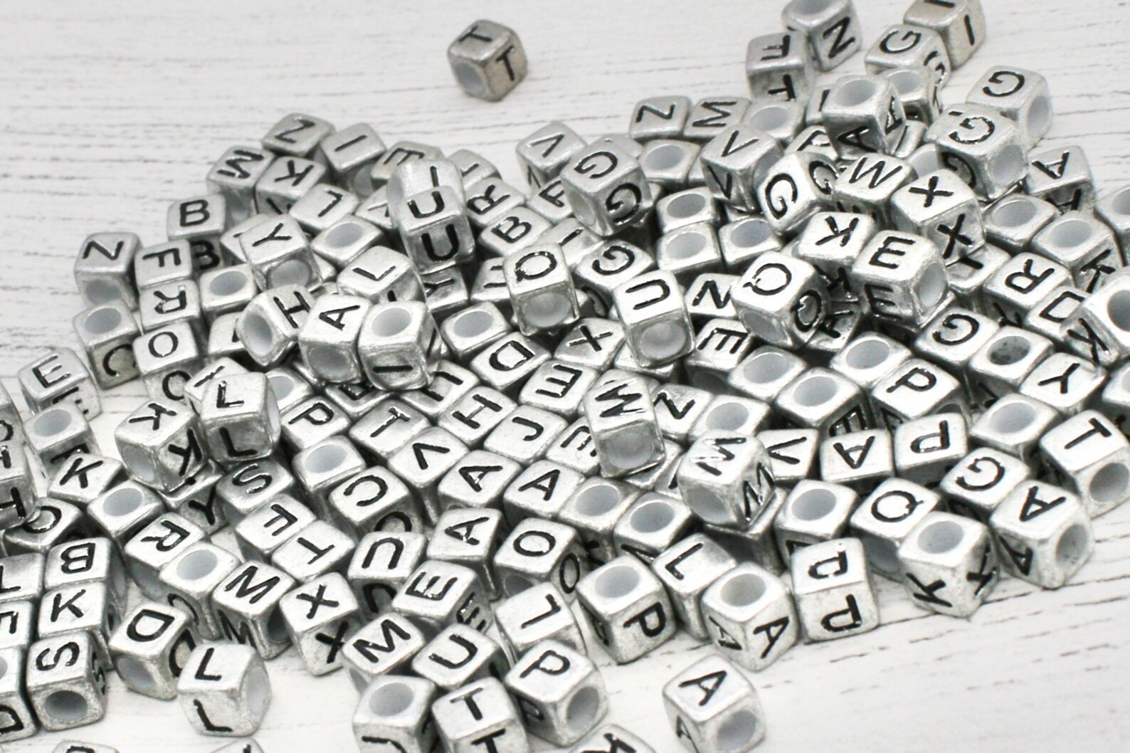 50 x Alphabet Silber Acryl Würfel Perlen mit Loch Handwerk | Etsy
