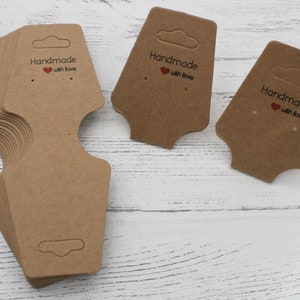 Cartes de présentation de boucles d'oreilles pliantes Kraft, Cartes de présentation de boucles d'oreilles, Cartes de présentation de bijoux, Emballages faits main avec amour, Étiquettes de prix