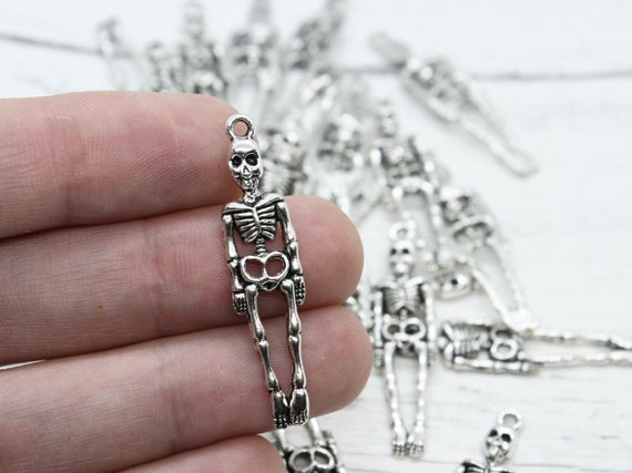 Skeleton Charms, Metal Silver Skeleton Charm, Jewellery Making, Craft Supplies, Metal Charms, Charms, Jewellery Findings, Pendant