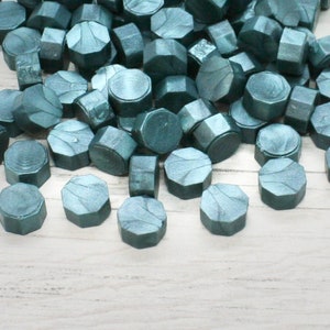 50 x Wachsperlen dunkel Teal Grün Perlmutt für Metallwachs Stempel, Wachs Siegel, Verpackung, Business Verpackung, Stanzen, Wachsstempel, Bastelbedarf