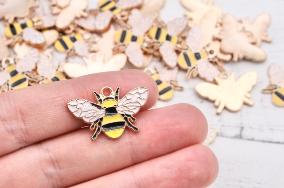 Gold Tone Bee Enamel Charms, Bee Charm, Jewellery Making, Metal Charm, Craft Supplies, Bumble Bee Charms, Craft Supplies, Bee Charms, Bees