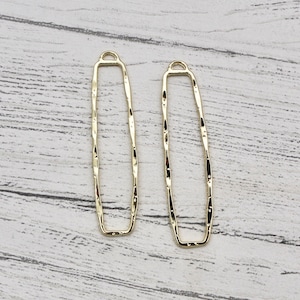 Oblong with Hammered Texture Gold Tone Bezel - Set of 2 Open Back Blank Metal Bezels, Bezel Blanks, Jewellery Making, Resin Pour