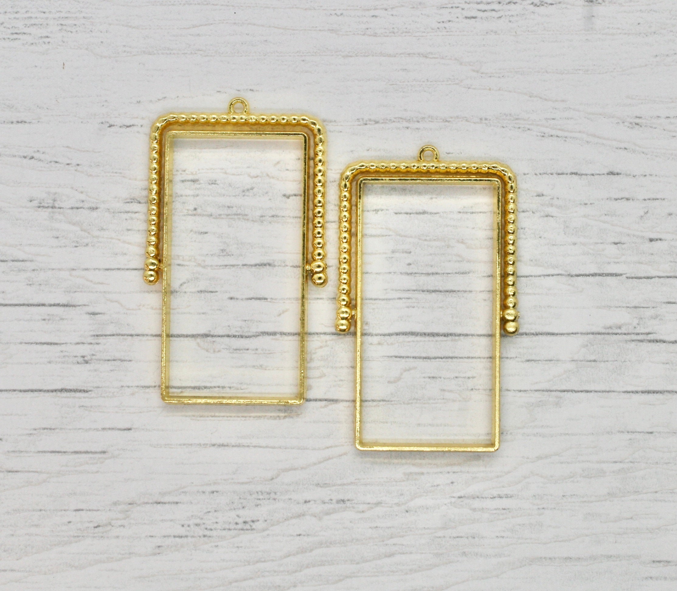 Rectangle Shape Rotating Bezels, Set of 2 Open Back Blank Metal ...