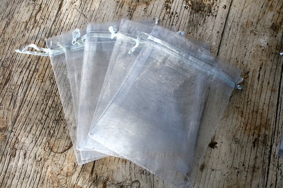 10cm X 15cm Silver Grey Organza Bags Gift Bags Jewellery Bags