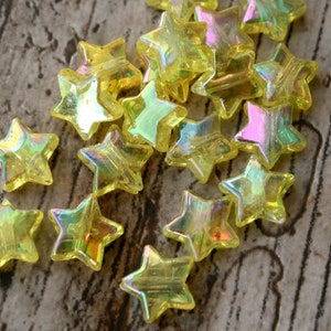 20 x Yellow Acrylic Star Beads With Hole, Craft Supplies, Star Beads, Multicolour Beads, Art Supplies, Jewellery Making