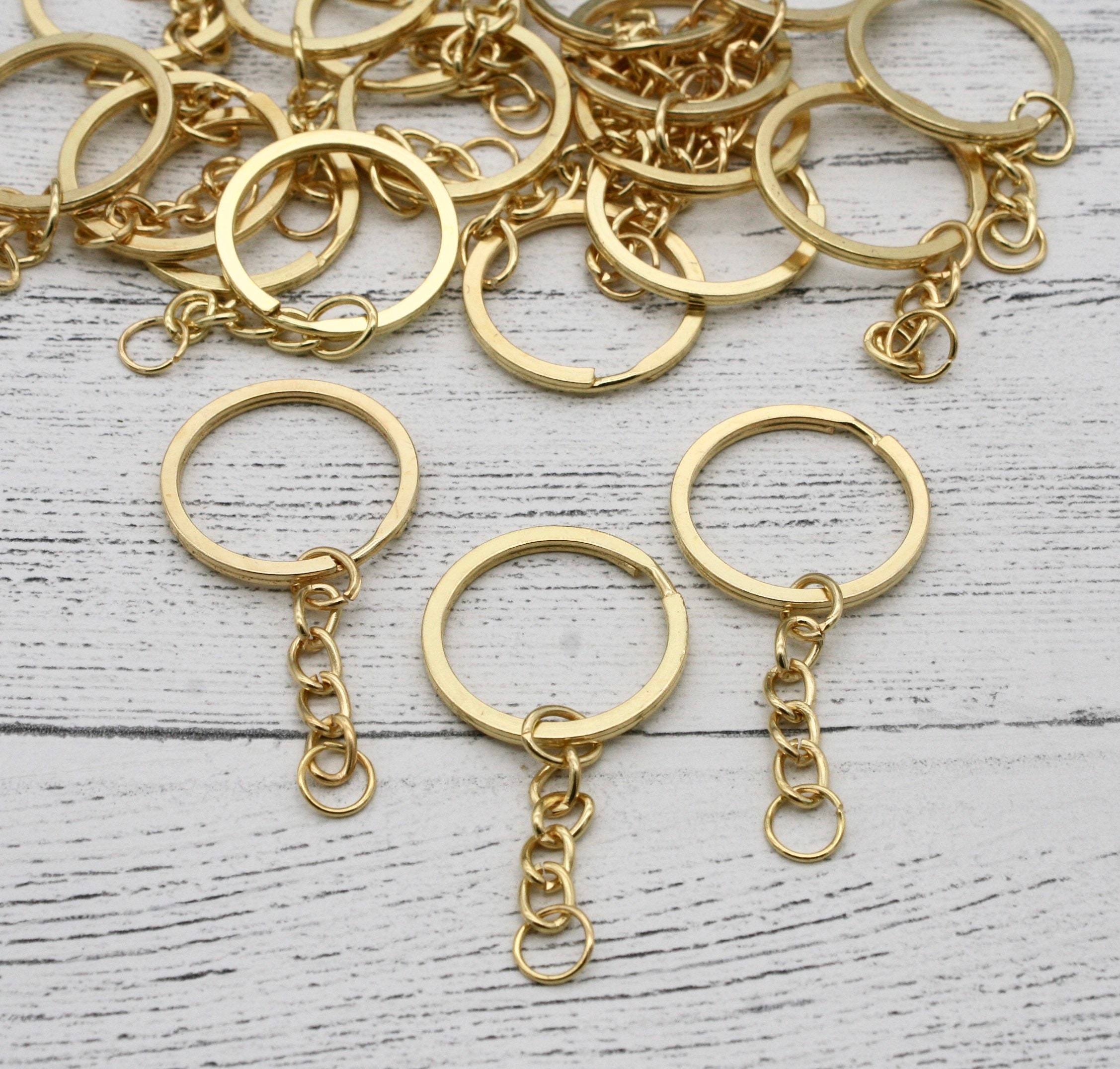 Gold Tone Keyring Chains Split Ring Keyring Handbag Ring Etsy