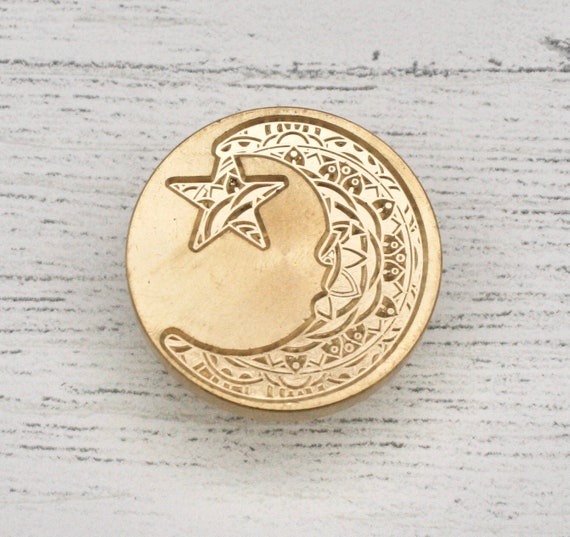 Moon and Star Metal Wax Stamp Head, Wax Seal Head, Wax, Metal Wax