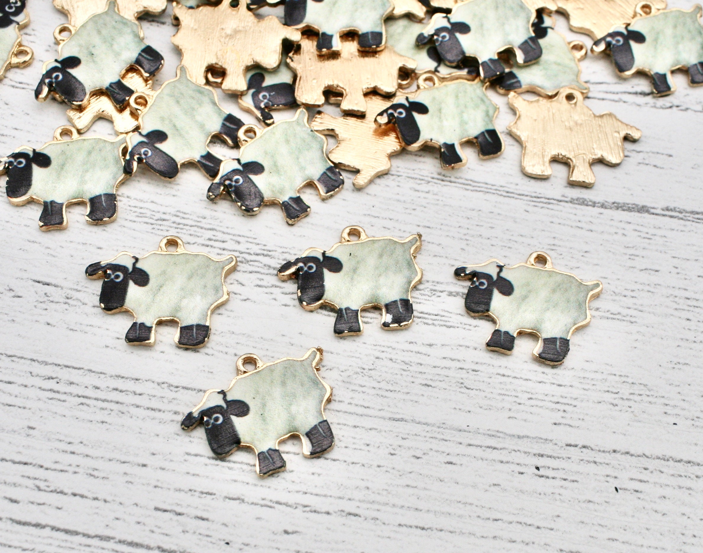 Sheep Enamel Charms White Sheep Charm Jewellery Making Etsy UK