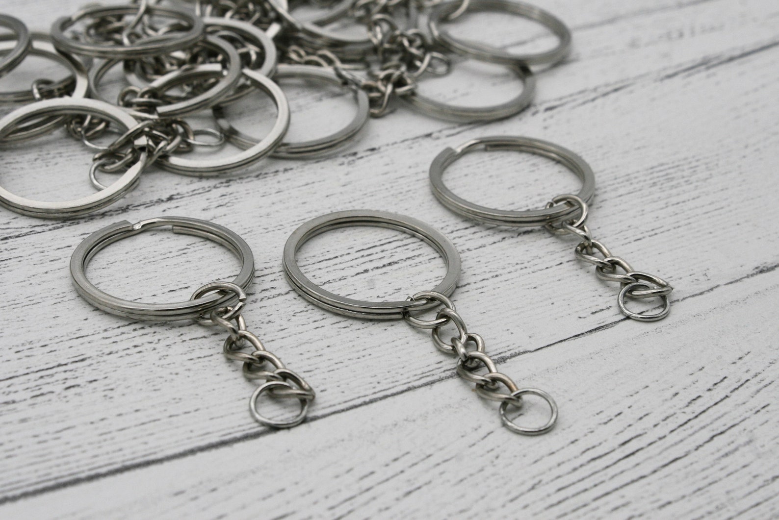 Silver Tone Keyring Chains Split Rings Keyring Handbag Ring Etsy