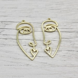 Face Gold Ton Lünette - 2er Set offene Rückseite Blanko Metall-Lünetten, Lünette Rohlinge, Schmuckherstellung, Resin Pour