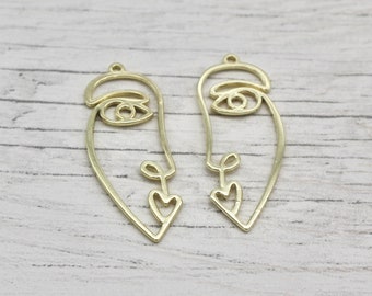 Face Gold Ton Lünette - 2er Set offene Rückseite Blanko Metall-Lünetten, Lünette Rohlinge, Schmuckherstellung, Resin Pour