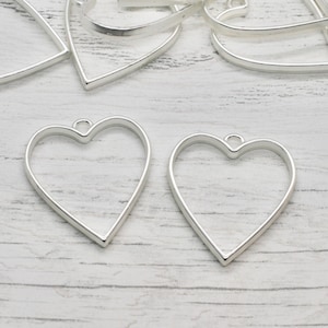 Heart Shape Matt Silver Tone Open Back Blank Metal Bezels, Heart Bezel, Jewellery Making, Resin Art, Resin Pour, Craft Supplies
