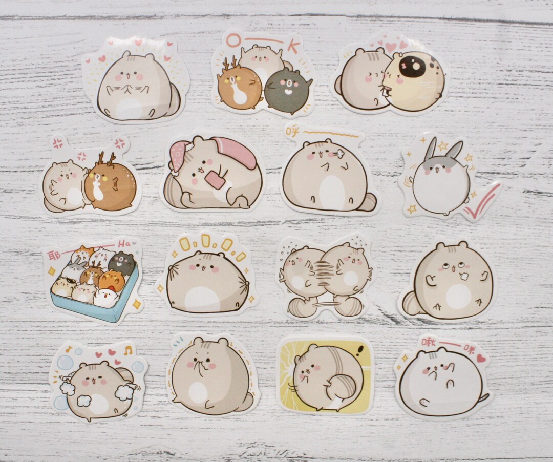 15 X Cute Cat Stickers Japanese Cat Stickers Sticker Stamp Etsy UK