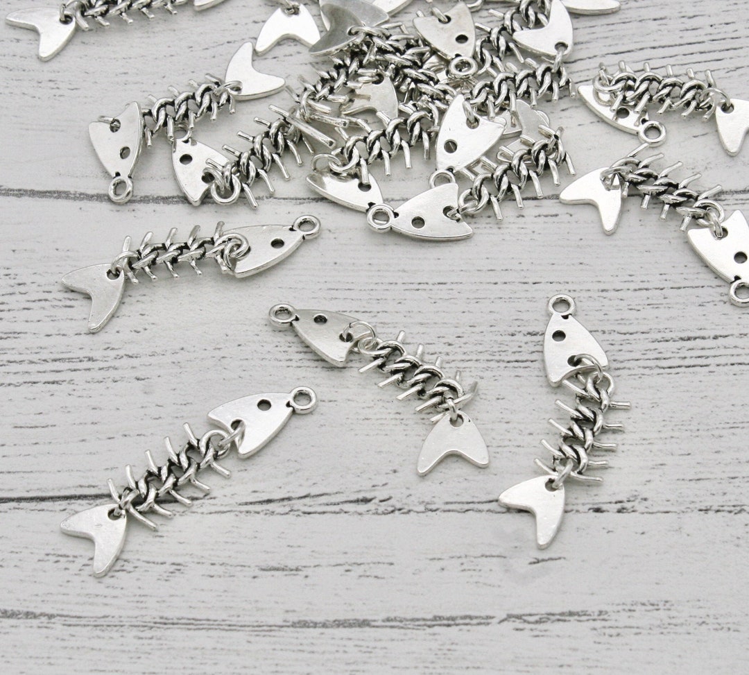 2 X Fish Bone Charms Jewellery Making Bracelet Charms - Etsy UK