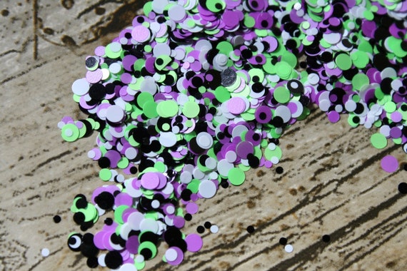 5g Violet, Vert, Blanc et Noir Dotty Chunky Glitter Mix, Artisanat