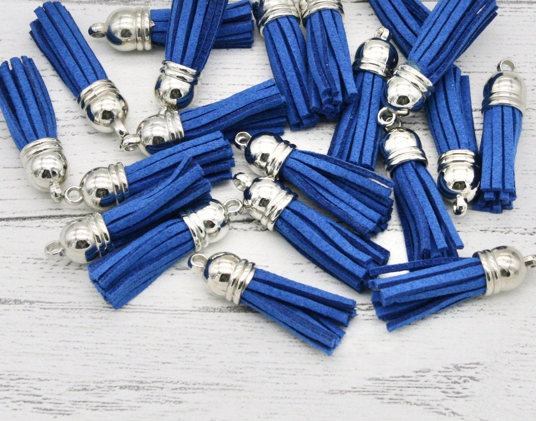 5 X Blue Leather Tassels Faux Leather Tassels For Craft Key Etsy